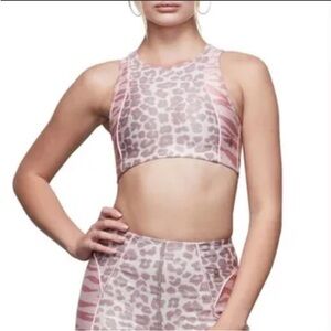 Good American Zebra/Leopard Mixed Print High Neck Racerback Sports Bra Size 4